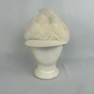 Vintage White Faux Fur Ivy Cap Newsboy Cap